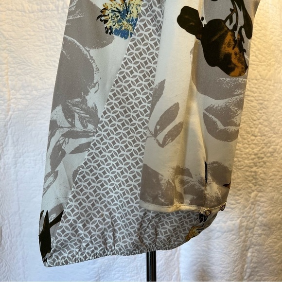 Mexx Womens White & Grey Floral Abstract 3/4 Sleeve Blouse, Size 12 - Picture 3 of 8